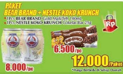 Promo Harga Paket Bear Brand + Nestle Koko Krunch Bar  - Giant