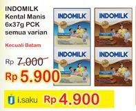 Promo Harga Indomilk Susu Kental Manis Cokelat, Plain per 6 sachet 37 gr - Indomaret