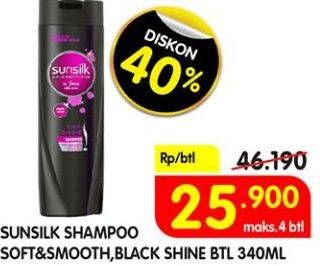 Promo Harga SUNSILK Shampoo Black Shine, Soft Smooth 340 ml - Superindo