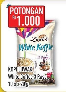 Promo Harga Luwak White Koffie per 10 sachet 20 gr - Hypermart