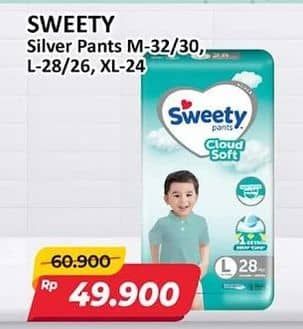 Promo Harga Sweety Silver Pants M32, M30, L28, L26, XL24 24 pcs - Alfamart