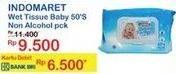 Promo Harga INDOMARET Wet Tissue Baby Non Alkohol 50 sheet - Indomaret