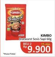 Promo Harga KIMBO Bratwurst Sapi per 2 pouch 60 gr - Alfamidi
