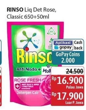 Promo Harga Rinso Liquid Detergent + Molto Pink Rose Fresh, + Molto Classic Fresh 750 ml - Alfamidi