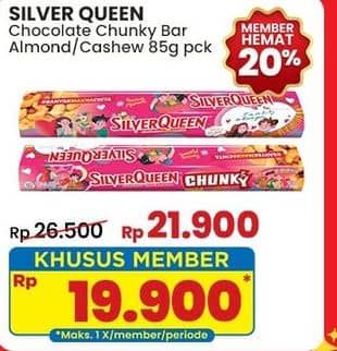 Promo Harga Silver Queen Chunky Bar Almonds, Cashew 95 gr - Indomaret