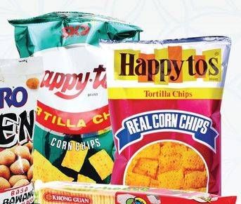 Promo Harga Happy Tos Tortilla Chips Hijau, Jagung Bakar/Roasted Corn, Nacho Cheese 140 gr - Hypermart