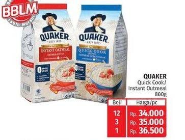 Promo Harga Quaker Oatmeal Instant, Quick Cooking 800 gr - Lotte Grosir