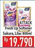 Promo Harga ATTACK Fresh Up Softener Sakura, Dazzling Lilac 800 ml - Hypermart