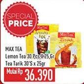 Promo Harga Max Tea Minuman Teh Bubuk Lemon Tea, Tarikk per 30 sachet 25 gr - Hypermart