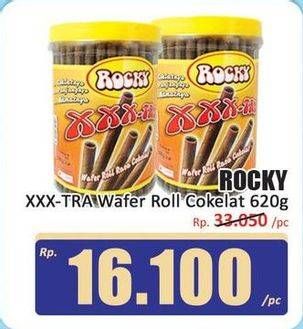 Promo Harga Rocky XXX-Tra Wafer Roll Chocolate 620 gr - Hari Hari
