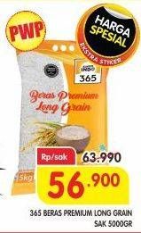 Promo Harga 365 Beras Premium Long Grain 5000 gr - Superindo