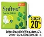 Promo Harga Softex Daun Sirih Wing 23cm, 29cm, 36cm 18 pcs - Hypermart