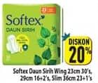 Promo Harga Softex Daun Sirih 29cm, Wing 23cm, 36cm 18 pcs - Hypermart