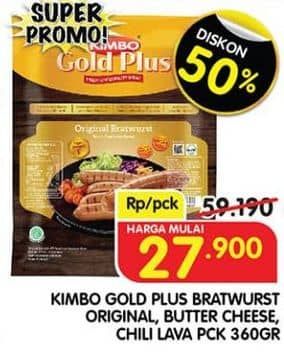 Promo Harga Kimbo Gold Plus Bratwurst Original, Chilli Lava, Butter Cheese 360 gr - Superindo