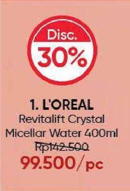 Promo Harga LOREAL Revitalift Crystal Purifying Micellar Water 400 ml - Guardian