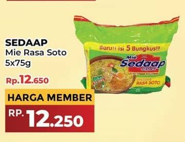 Promo Harga Sedaap Mie Kuah Soto per 5 pcs 75 gr - Yogya