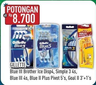 Promo Harga GILLETTE Blue 3 Ice/Blue 3 Simple/Blue 3/Blue II Plus/Goal II  - Hypermart