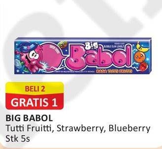 Promo Harga BIG BABOL Candy Gum Tutti, Strawberry, Blueberry 5 pcs - Alfamart