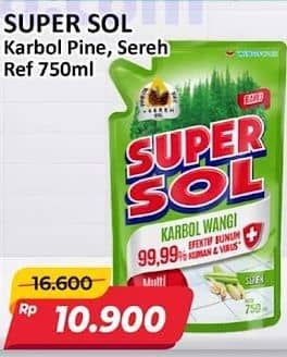 Promo Harga Supersol Karbol Wangi Pine, Sereh 750 ml - Alfamart