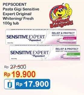 Promo Harga PEPSODENT Pasta Gigi Sensitive Expert Original, Whitening, Fresh 100 gr - Indomaret