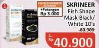 Promo Harga SKRINEER Masker Fish Shape Black, Fish Shape White 10 pcs - Alfamidi