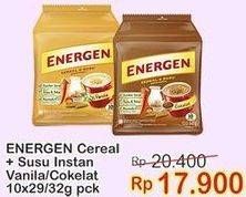 Promo Harga ENERGEN Cereal Instant Chocolate, Vanilla per 10 sachet 30 gr - Indomaret