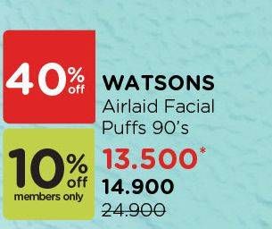 Promo Harga WATSONS Air-laid Facial Puff 90 pcs - Watsons