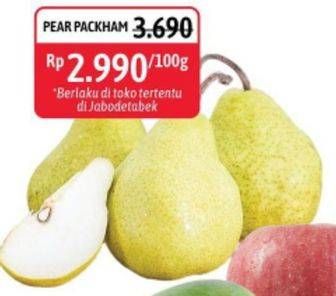 Promo Harga Pear Packham per 100 gr - Alfamidi