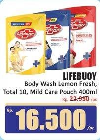 Promo Harga Lifebuoy Body Wash Lemon Fresh, Total 10, Mild Care 400 ml - Hari Hari