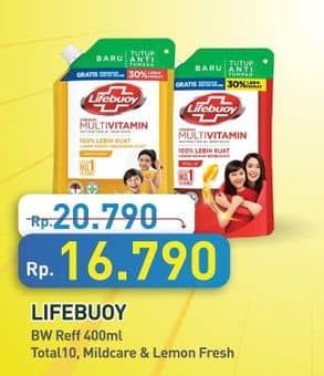 Promo Harga Lifebuoy Body Wash Total 10, Mild Care, Lemon Fresh 400 ml - Hypermart