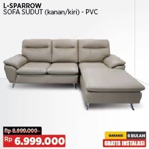 Courts L-Sparrow Sofa Sudut - PVC (Kiri/Kanan)  Diskon 30%, Harga Promo Rp6.999.000, Harga Normal Rp9.999.000, Garansi 6 Bulan
Gratis Instalasi