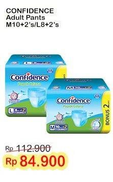 Promo Harga Confidence Adult Diapers Pants L8+2, M10+2 10 pcs - Indomaret