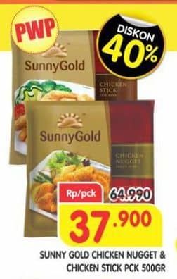 Promo Harga Sunny Gold Chicken Nugget/Sunny Gold Chicken Stick   - Superindo