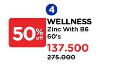 Promo Harga Wellness Zinc With Vitamin B6 60 pcs - Watsons