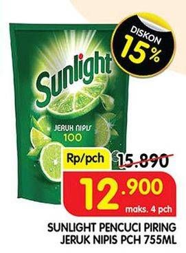 Promo Harga SUNLIGHT Pencuci Piring Jeruk Nipis 100 755 ml - Superindo