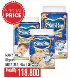 Promo Harga Mamy Poko Perekat Extra Soft NB52, S50, M46, L40, XL34 34 pcs - Hypermart