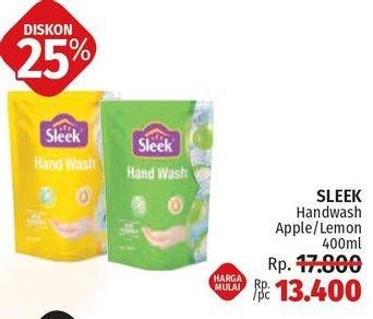 Promo Harga SLEEK Hand Wash Antibacterial Apple, Lemon 400 ml - LotteMart
