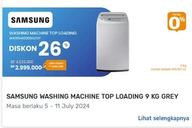 Promo Harga Samsung WA90H4200SG/GY Mesin Cuci Top Loading 9 kg - Electronic City