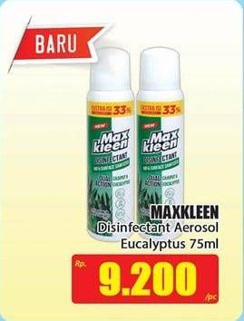 Promo Harga MAX KLEEN Disinfectant Spray Dual Action Eucalyptus 77 ml - Hari Hari