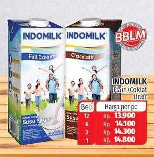 Promo Harga Indomilk Susu UHT Cokelat, Full Cream Plain 1000 ml - Lotte Grosir