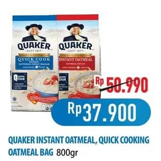 Promo Harga Quaker Oatmeal Instant, Quick Cooking 800 gr - Hypermart