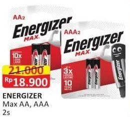 Promo Harga ENERGIZER Battery Alkaline Max AA, AAA 2 pcs - Alfamart