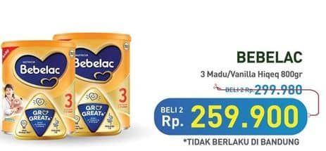 Promo Harga Bebelac 3 Susu Pertumbuhan Madu, Vanila 800 gr - Hypermart