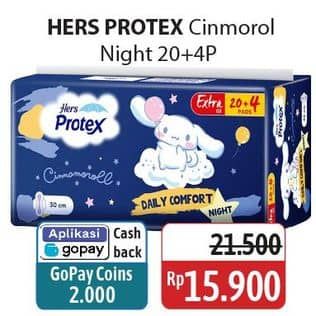 Promo Harga Hers Protex Comfort Night Wing 30cm 24 pcs - Alfamidi