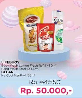 Promo Harga Lifebuoy Body Wash + Hand Soap + Clear Shampoo  - Yogya