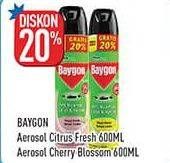 Promo Harga Baygon Insektisida Spray Citrus Fresh, Cherry Blossom 600 ml - Hypermart