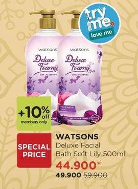 Promo Harga WATSONS Deluxe Foamy Bath Soft Lily 500 ml - Watsons