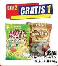 Promo Harga PUSAN Muffin Cup Cake 20s/Swiss Roll 360 g  - Hari Hari