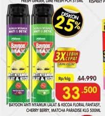 Promo Harga Baygon Max Obat Nyamuk Aerosol  Floral Fantasy, Cherry Berry, Matcha Paradise 500 ml - Superindo