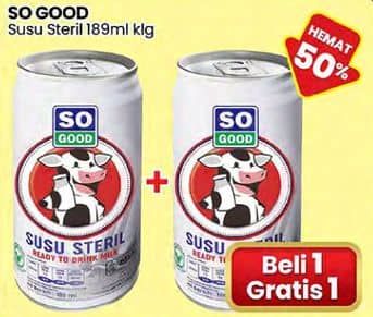 Promo Harga So Good Susu Steril 189 ml - Indomaret
